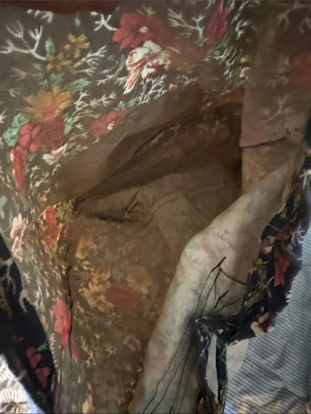 Navy Floral Canvas Backpack with Pink & Yellow Accents